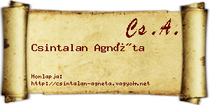 Csintalan Agnéta névjegykártya